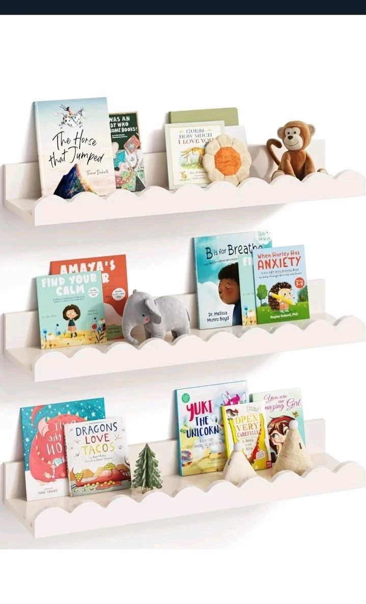 Set of 3 wall shelves for books, baby and toddler 